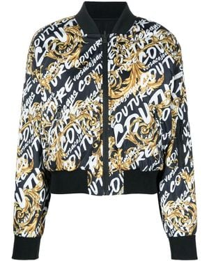 Versace Jeans Couture Logo-Print Reversible Bomber Jacket - Black