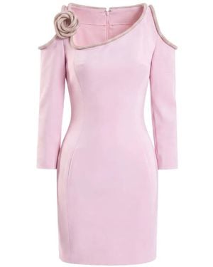 Saiid Kobeisy Vestido Corto Con Hombros Descubiertos Y Apliques De Cristal - Rosa