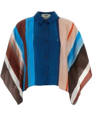 Fendi Striped Cropped Shirt - Blue