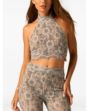 JBQ Gael Lace Halter Top - Brown