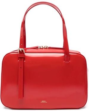 A.P.C. Patent-Finish Buckle-Detail Tote Bag - Red