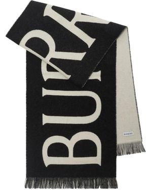 Burberry Bufanda de lana con logo en jacquard - Negro