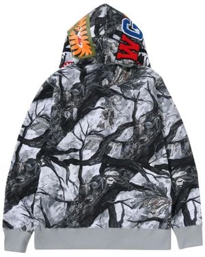 A Bathing Ape Felpa Tree Edge Camo Shark Con Zip - Grigio