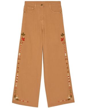 Momoní Pantalon Aoki À Broderies - White