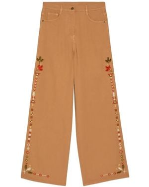 Momoní Aoki Embroidered Trousers - White