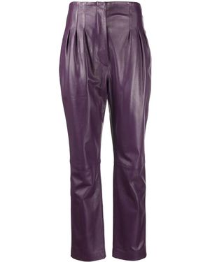 Alberta Ferretti Tapered-Leg Leather Trousers - Purple