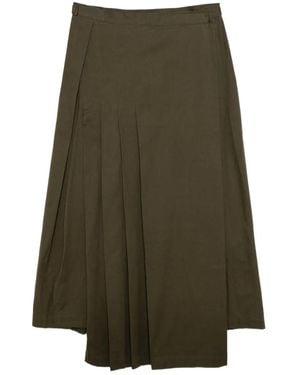 Yohji Yamamoto Cotton Twill Pleated Wrap Skirt - Green
