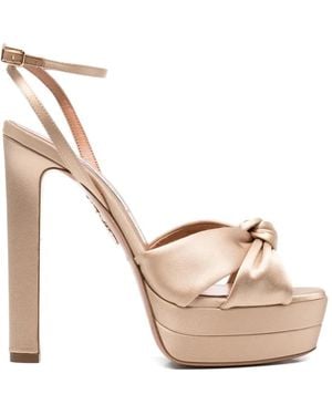 Aquazzura Knot Platform Sandals - Natural