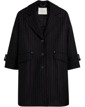 Mackintosh Pinstripe Cocoon Coat - Black