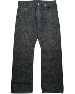 Chrome Hearts Leather Star-Patch Jeans - Grey