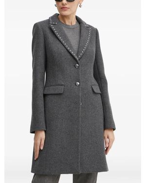 Morgan Studded Buttoned Coat - Grey