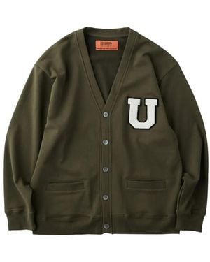 Universal Overall Logo-Patch V-Neck Cardigan - Green