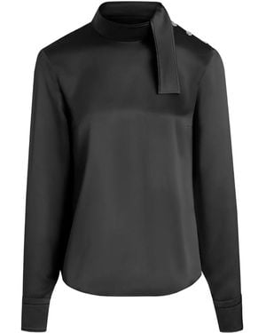 Patou Scarf-Collar Button-Detail Blouse - Black