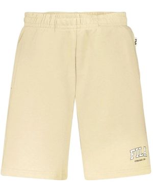 Fila Logo-Print Cotton Shorts - Natural