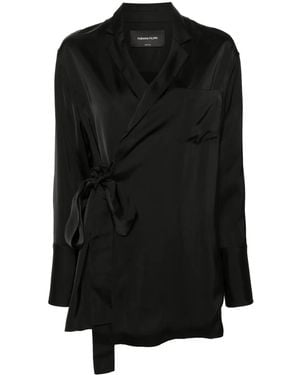 Fabiana Filippi Open-Front Satin Blazer - Black