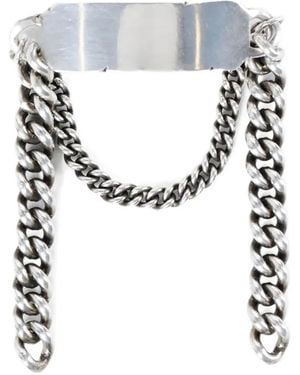 Ann Demeulemeester Engraved-plaque silver bracelet - Blanco