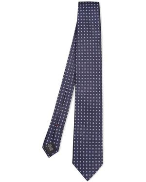 ZEGNA Geometric-Pattern Silk Tie - Blue