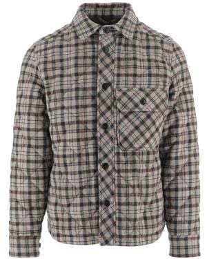 Woolrich Check-Pattern Quilted Shirt-Jacket - Gray