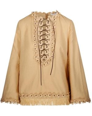 Zimmermann Mahon Lace-Up Tunic Top - Natural