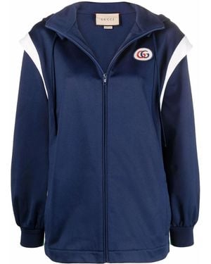 Gucci Web-Stripe Detachable-Sleeve Hooded Jacket - Blue