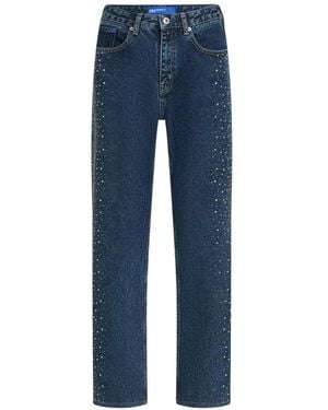 KARL LAGERFELD Vaqueros Rectos Con Detalle De Cristales - Azul