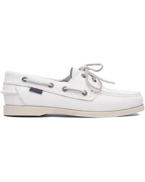 Sebago Docksides Portland Leather Boat Shoes - White