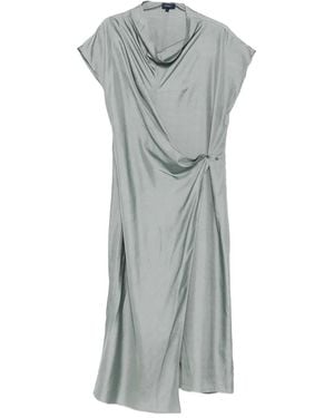 Soeur Wrap-Front Silk Dress - Grey