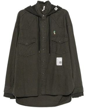 Maison Mihara Yasuhiro Camicia A Quadri Con Cappuccio - Nero