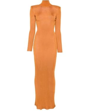 Self-Portrait Langärmeliges Kleid Mit Stehkragen - Orange