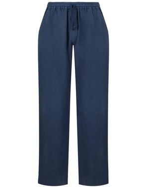 Fedeli Wide-Leg Linen Trousers - Blue