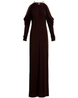 Silvia Tcherassi Kilian Cold-Shoulder Maxi Dress - Brown
