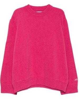 LC23 Gerippter Pullover Mit Logo-Stickerei - Pink