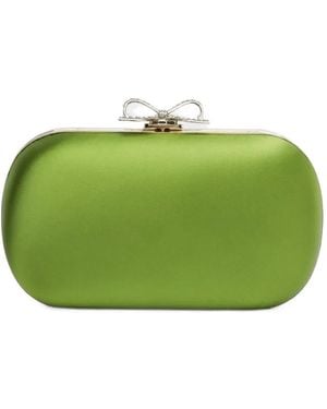 Self-Portrait Satin Clutch Bag - Green