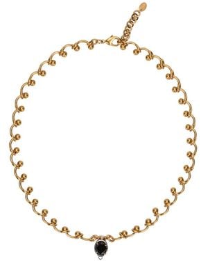 Red(V) Knot Detail Pendant Necklace - Metallic