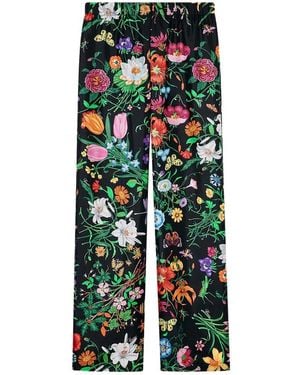 Gucci Pantalones Con Estampado Floral - Blanco