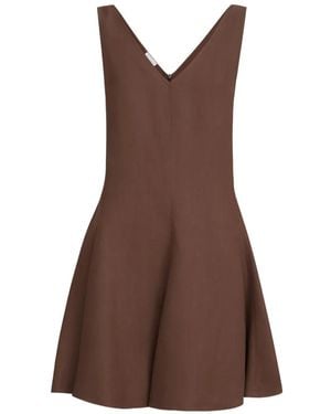 Brunello Cucinelli Viscose And Linen Fluid Twill Mini Dress - Brown