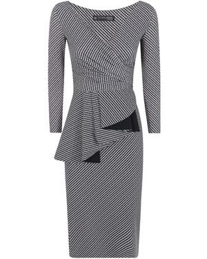 La Petite Robe Di Chiara Boni Houndstooth Peplum Midi Dress - Grey