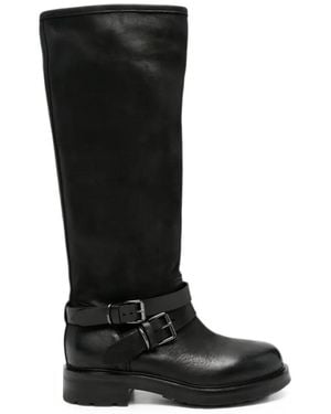 strategia shoes Buckle-Strap Knee-High Boots - Black