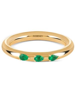 ROSEKEY 18Kt Leaves Of Grass Gelbgoldring Mit Smaragd - Mettallic