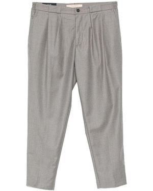 Yes London Pleated Belt-Loop Trousers - Grey