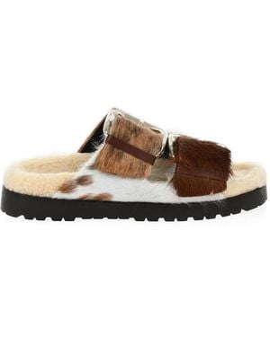 DSquared² Rock Your Road Buckled Pony-Hair Sandals - Brown