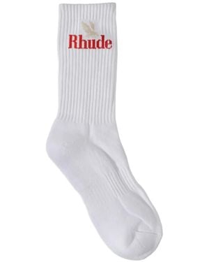 Rhude Rossa Logo-Print Socks - White