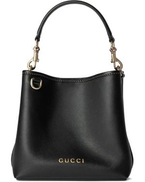Gucci Mini Gg Emblem Bucket Bag - Black