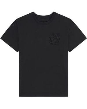 Givenchy T-Shirt Aus Baumwolle Mit Flowers-Stickerei - Schwarz