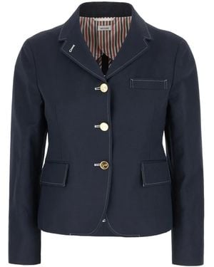 Thom Browne Cotton And Linen Jacket - Blue