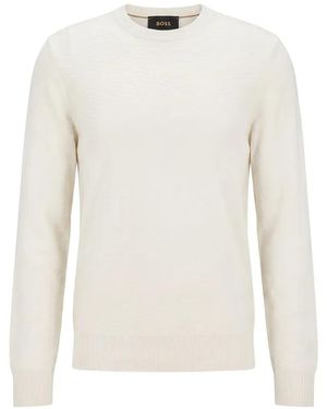 BOSS Silk Jumper With Jacquard Pattern - White