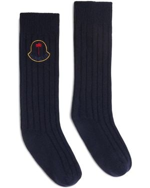 Palm Angels x Moncler X Moncler Logo-Embroidered Socks - Blue