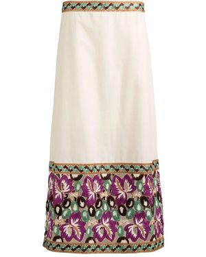 Marie Oliver Jupe Longue Albia À Fleurs En Dentelle Brodée - Blanc