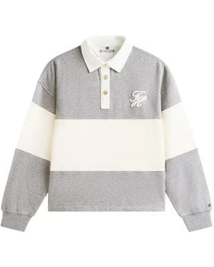 Tommy Hilfiger Polo Color Block À Logo Brodé - Gray