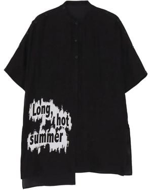 Yohji Yamamoto Slogan-Print Shirt - Black